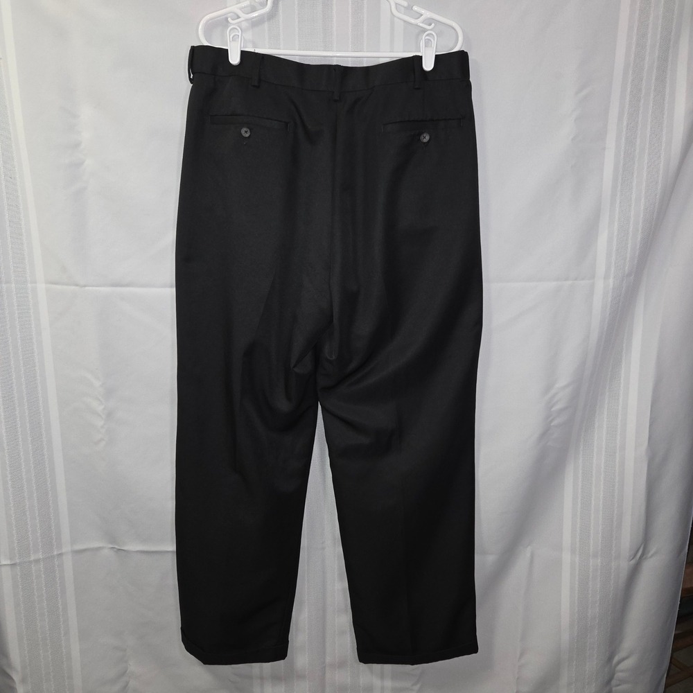 Ivy Crew Dress Pants Mens 36x32 Black Classics Pleated Cuffed Comfort Stretch